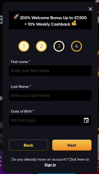 InstantCasino Register